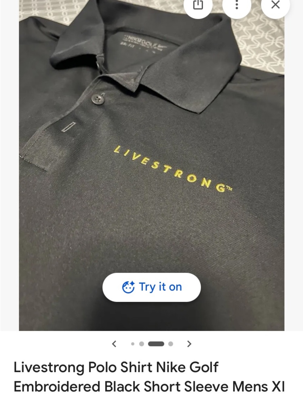 Nike Black Polo Shirt with Yellow LIVESTRONG Embroidery